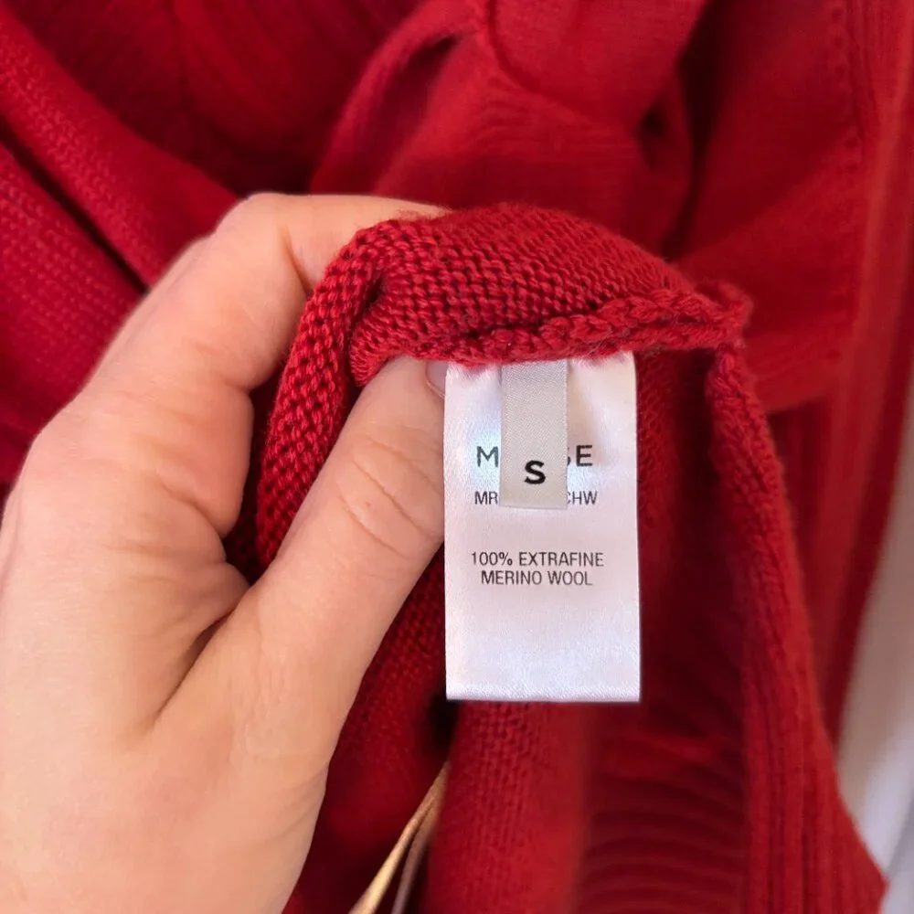 NWOT MONSE Cold Shoulder Merino Wool Knit Sweater in Terracotta - Picture 4 of 6